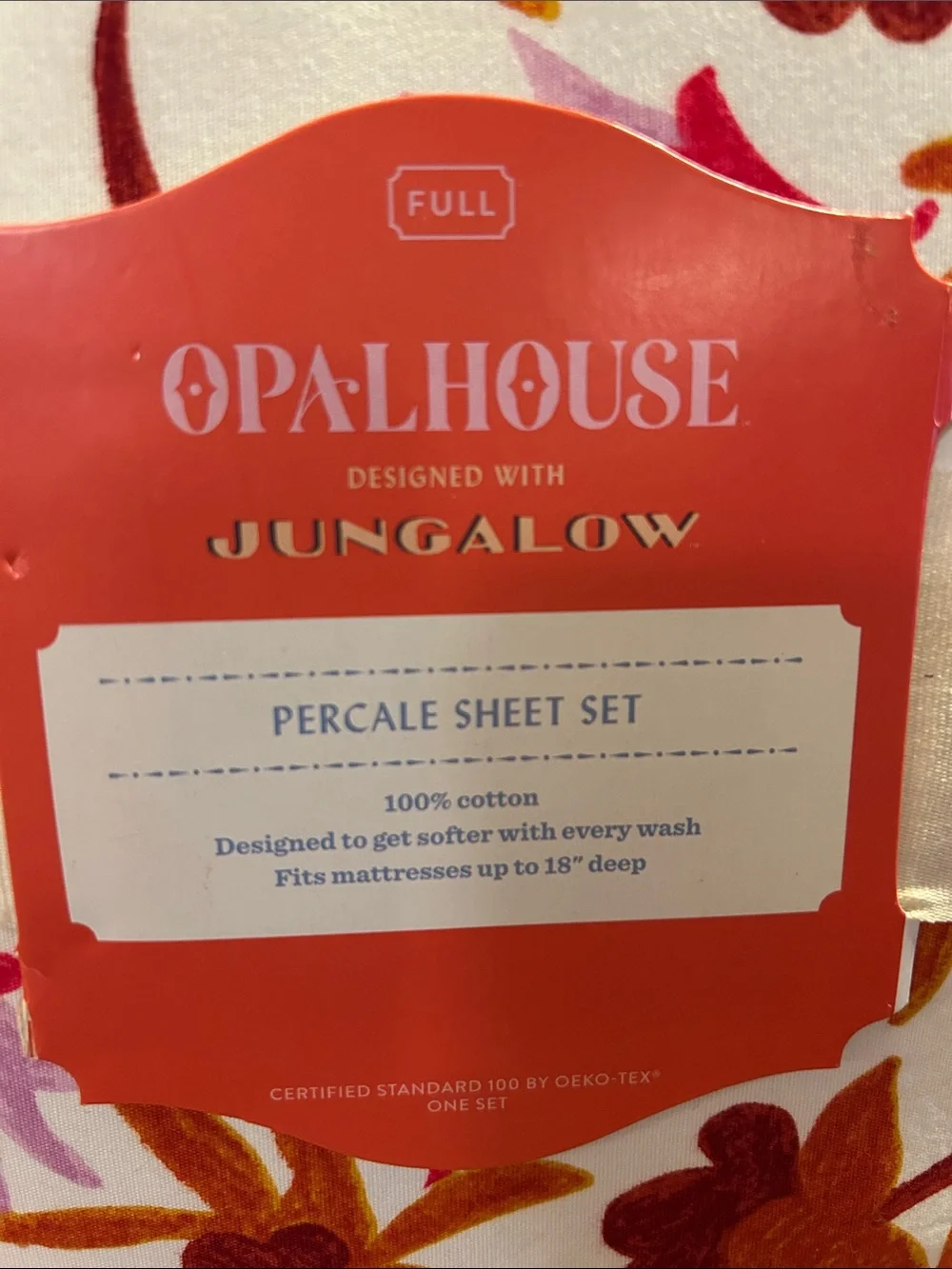 Opalhouse Floral Percale Sheet Set in Pink, Orange and Cream
